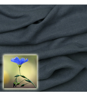 Natural linen fabric Oskar, dark blue, 265 gr/m2