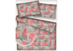 Cotton fabric, by the meter. Teddy Bears on the Gray