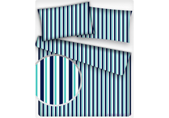 Dekorační dětské bavlněné látky metráž Proužek barva modrá a tyrkys