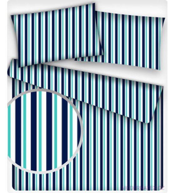 Dekorační dětské bavlněné látky metráž Proužek barva modrá a tyrkys