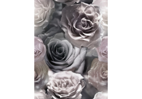 Velvet upholstery fabrics with print, Grey and White Roses