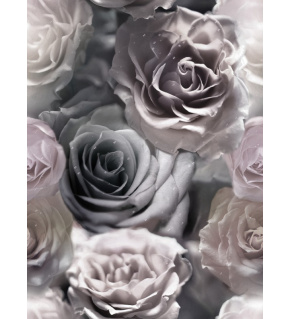 Velvet upholstery fabrics with print, Grey and White Roses