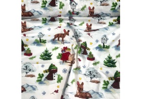Christmas cotton fabric, by the meter, width 160 cm, pattern Christmas on White 2 Christmas cotton fabric, by the meter, width 160 cm, pattern Christmas on White 2