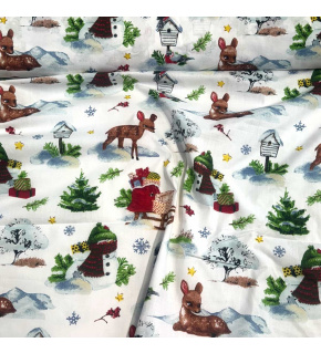 Christmas cotton fabric, by the meter, width 160 cm, pattern Christmas on White 2 Christmas cotton fabric, by the meter, width 160 cm, pattern Christmas on White 2