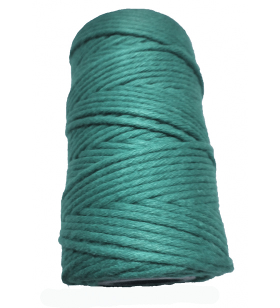 Green braided cotton cord 40 m