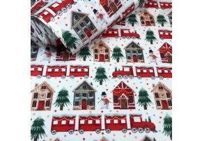 Christmas cotton fabric, by the meter, width 160 cm, pattern Christmas on White 5