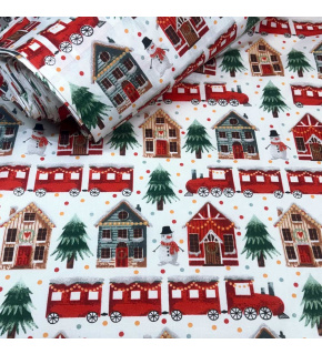 Christmas cotton fabric, by the meter, width 160 cm, pattern Christmas on White 5