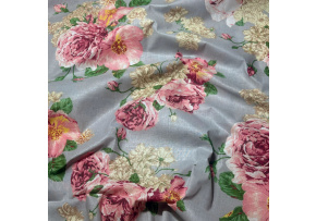 Cotton Fabric Little Flowers on Grey