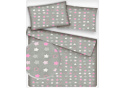 Children's cotton fabric Stars White and Pink on Gray