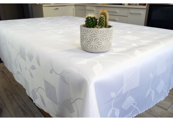 water-repellent tablecloth Carre, 110x160 cm color White, stain-resistant