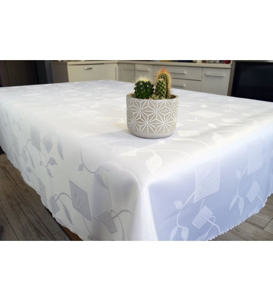 water-repellent tablecloth Carre, 110x160 cm color White, stain-resistant