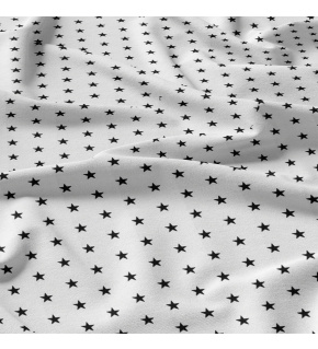 Children's cotton fabric 100% cotton, 125 g/m², width 160 cm, black stars on white