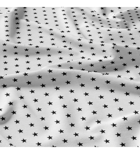 Children's cotton fabric 100% cotton, 125 g/m², width 160 cm, black stars on white
