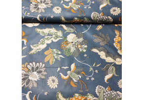 Cotton Fabric Poviev Yellow on Garnet