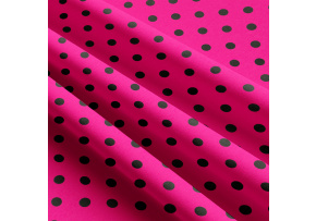 Children's cotton fabrics, by the meter. Dot 10 mm, Black on Amaranth