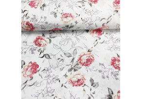 Cotton Fabric Little Flowers Red-Yellow on White