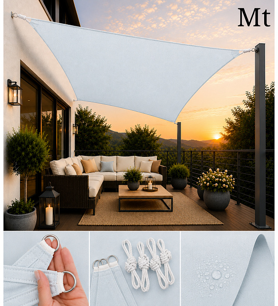 Sun shade sail 3x2 m, Oxford 165 g/m², light blue