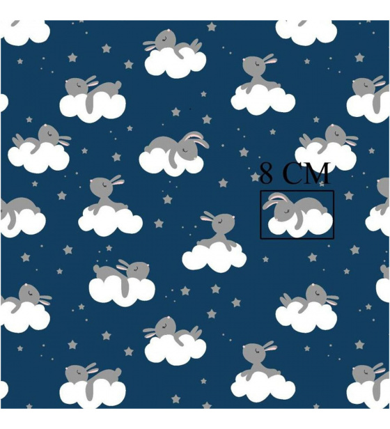 Cotton fabrics, by the meter. Little Rabbit on Blue