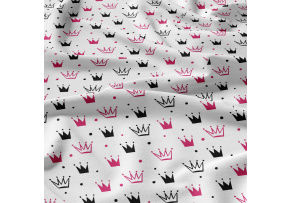 Children's Cotton Fabric Crowns Amaranth on White