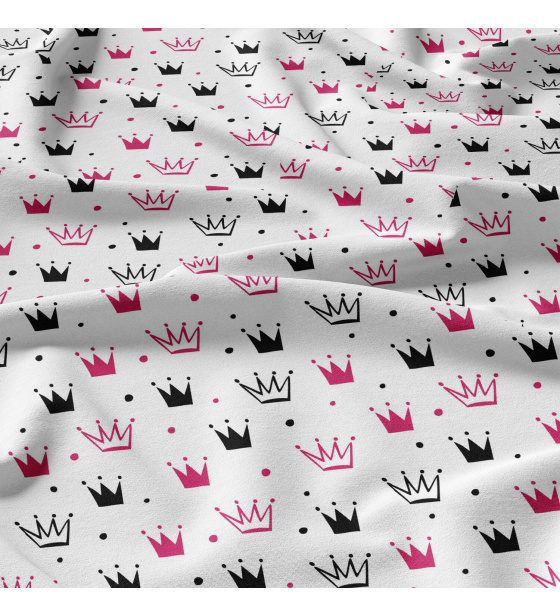 Children's cotton fabric 100% cotton, 125 g/m², width 160 cm, amaranth crowns on white