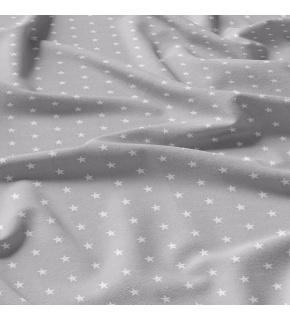 Children's cotton fabric 100% cotton, 125 g/m², width 160 cm, white stars on grey