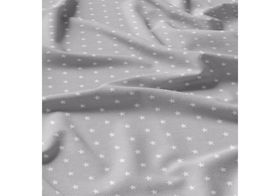 Children's Cotton Fabric Stars White on Grey