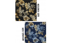 Velvet upholstery fabrics with print, Flowers on Blue