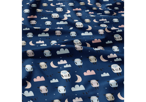 Cotton fabrics, by the meter. Sheep and Night on Granátový