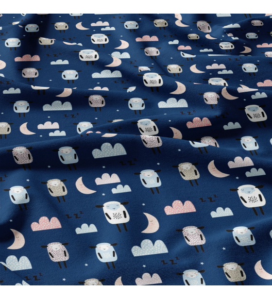 Cotton fabrics, by the meter. Sheep and Night on Blue