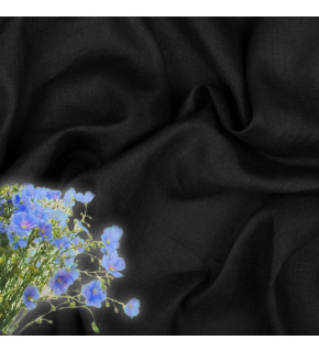 Natural linen fabric Julia, Black, 154 gr/m2