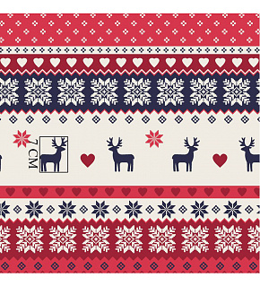 Christmas cotton fabric, by the meter, width 160 cm, Deer on Red