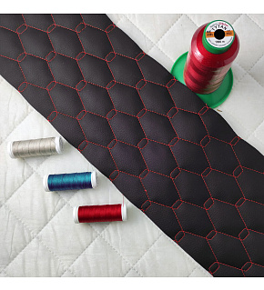 33Eco-leather GEO black color quilted with red threads, 1.1 m x 0.7 m 33Eco-leather GEO black color quilted with red threads, 1.1 m x 0.7 m