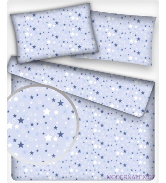 Dětská dekorační bavlněná látka vzor hvězdy modré na modrém