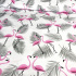 Cotton fabric, by the meter. Flamingo Leaves Grey