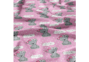 Cotton fabric, by the meter. It's a Girl on Pink