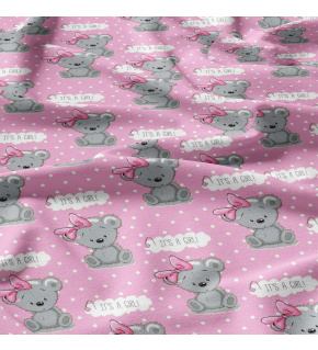 Cotton fabric, by the meter. It's a Girl on Pink