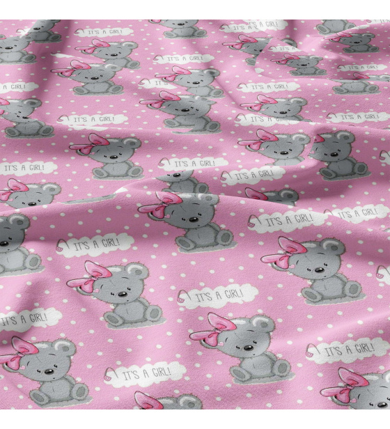 Bavlněná látka, metráž. It's a Girl na Růžovém
