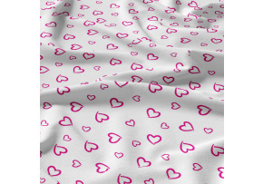 Decorative cotton fabric, by the meter, Pink Hearts on White