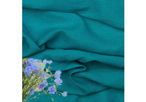 Natural linen fabric Julia, Turquoise, 154 gr/m2
