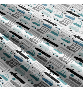 Children's cotton fabric by the meter Cars on Turquoise