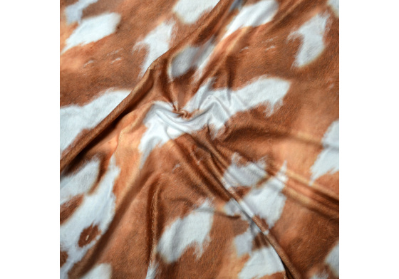 Fabric Minky Microfleece Colorful, Brown Cow
