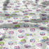 Cotton fabrics, by the meter. Owls Pink on White