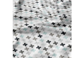 Cotton Fabric Plus Blue on White 5 cm