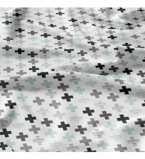 Cotton fabric 100% cotton, 125 g/m², width 160 cm, blue pluses on white 5 cm