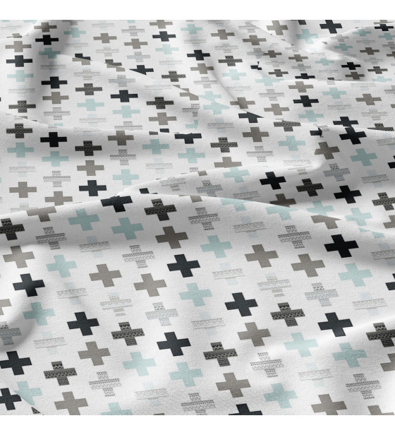 Cotton fabric 100% cotton, 125 g/m², width 160 cm, blue pluses on white 5 cm