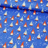 Christmas cotton fabric, by the meter, width 160cm, Gnomes on Blue
