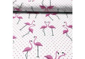 Cotton fabric, by the meter. Flamingo Dots Pink