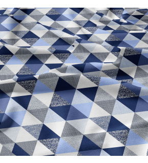 Cotton fabric 100% cotton, 125 g/m², width 160 cm, blue triangles 9 cm