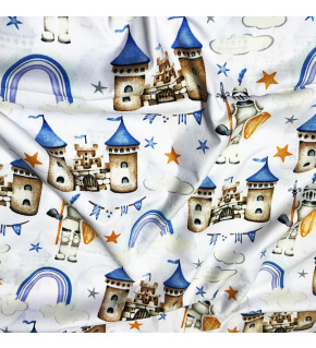 Children's cotton fabric by the meter Fairy Tale on white