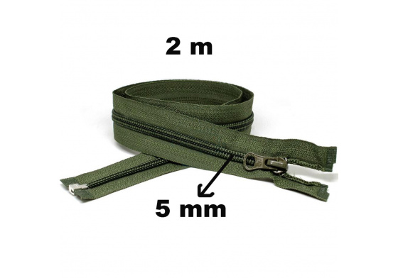 Spiral Zipper Detachable Khaki 5 mm length 200 cm